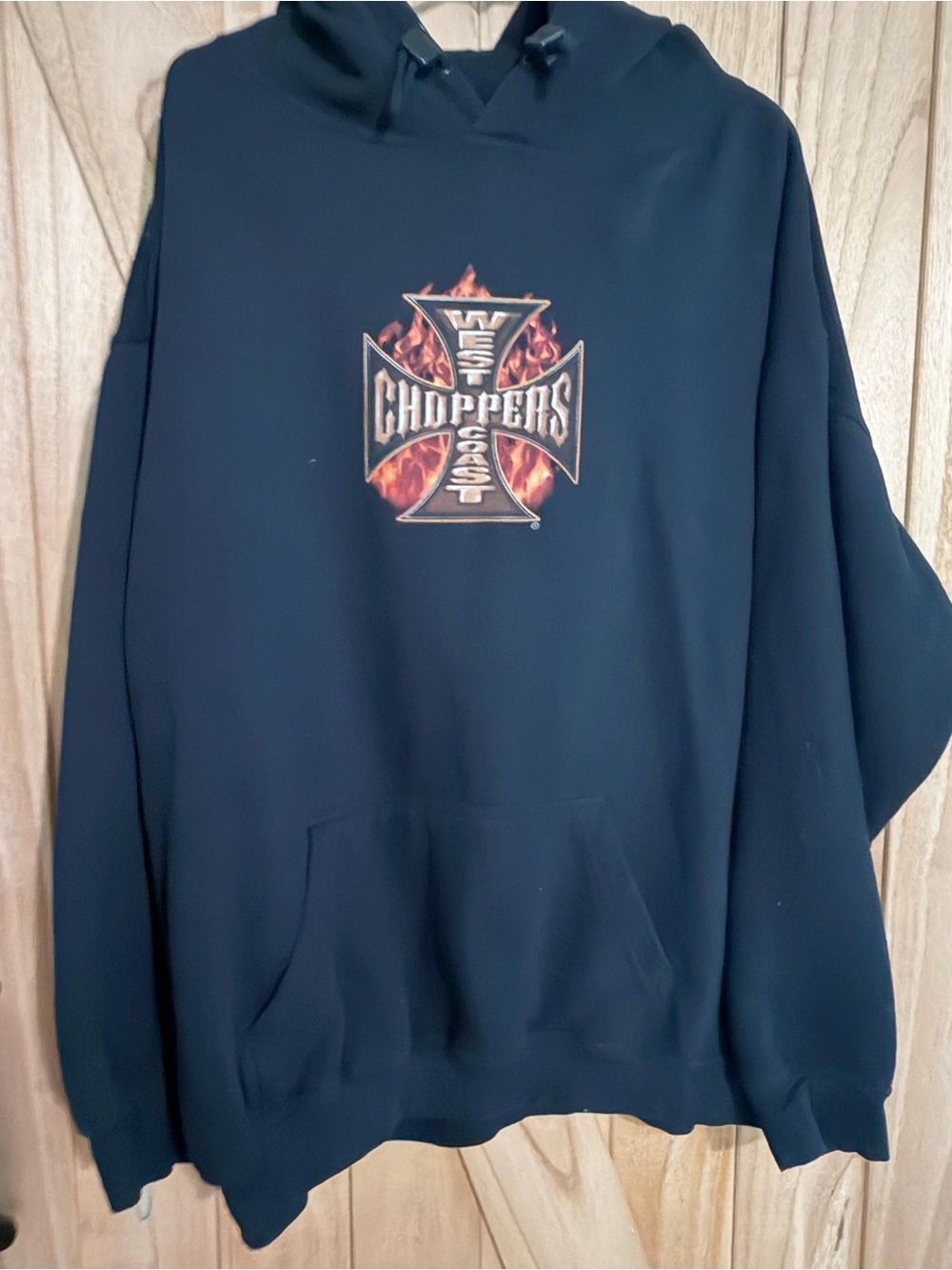 West Coast Choppers Black Pullover Hoodie with Flame Cross Logo